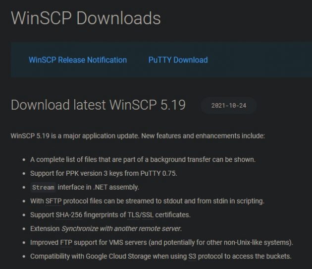 daftar versi wincp